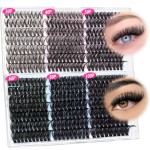 Lash Clusters Wispy Eyelash Clusters D-curly Individual Lashes Extension 420PCS Cluster Lashes 30D+40D+50D+60D+80D+100D Mixed Volume Cluster Eyelash Extensions 10-18MM Lashes Clusters for Beginners