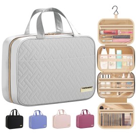 HOTOR Travel Toiletry Bag - Hanging Toiletry Bag for Women & Men, Makeup Bag/Big Comparment, Waterproof for Travel Accessories, Travel Essentials, Medium, Grey