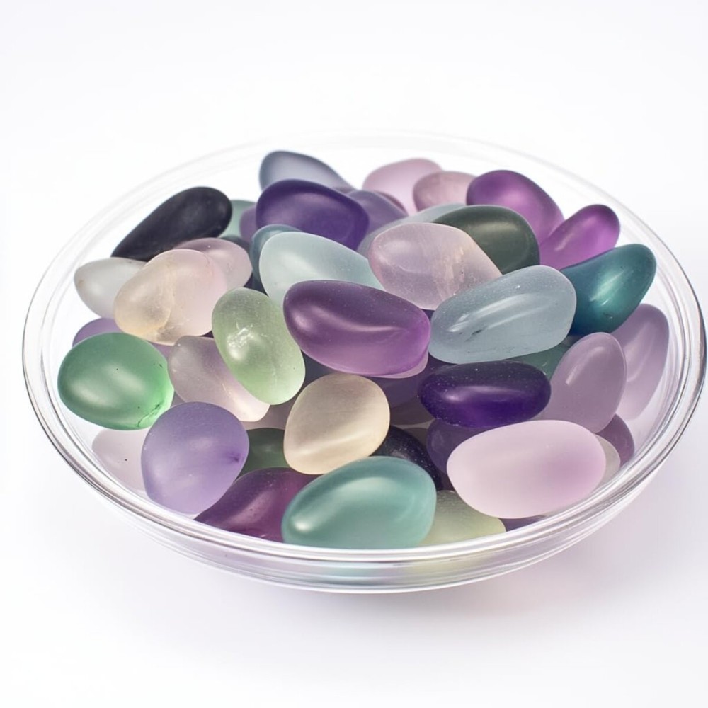 SigMntun Tumbled Stone Set Fluorite Crystals, Handpicked Tumbled Gemstones Rocks, Pebbles for Reiki, Chakra, Healing, Home Decor 0.6 Inches 7 Ounces