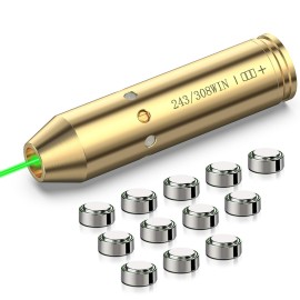 MidTen Green Laser Bore Sighter 243/308WIN Bore Sight Laser with 4 Sets of Batteries