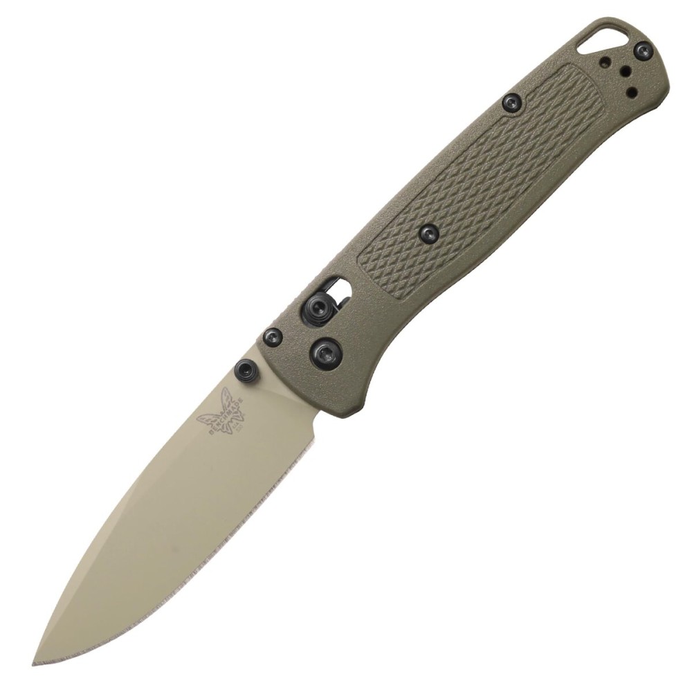 Benchmade - Bugout Outdoor EDC Folding Knife, Slim, Lightweight, Plain Edge, Drop-Point Blade, CPM-S30V Stainless Steel (58-60HRC), Grivory Handle (535TN-11)