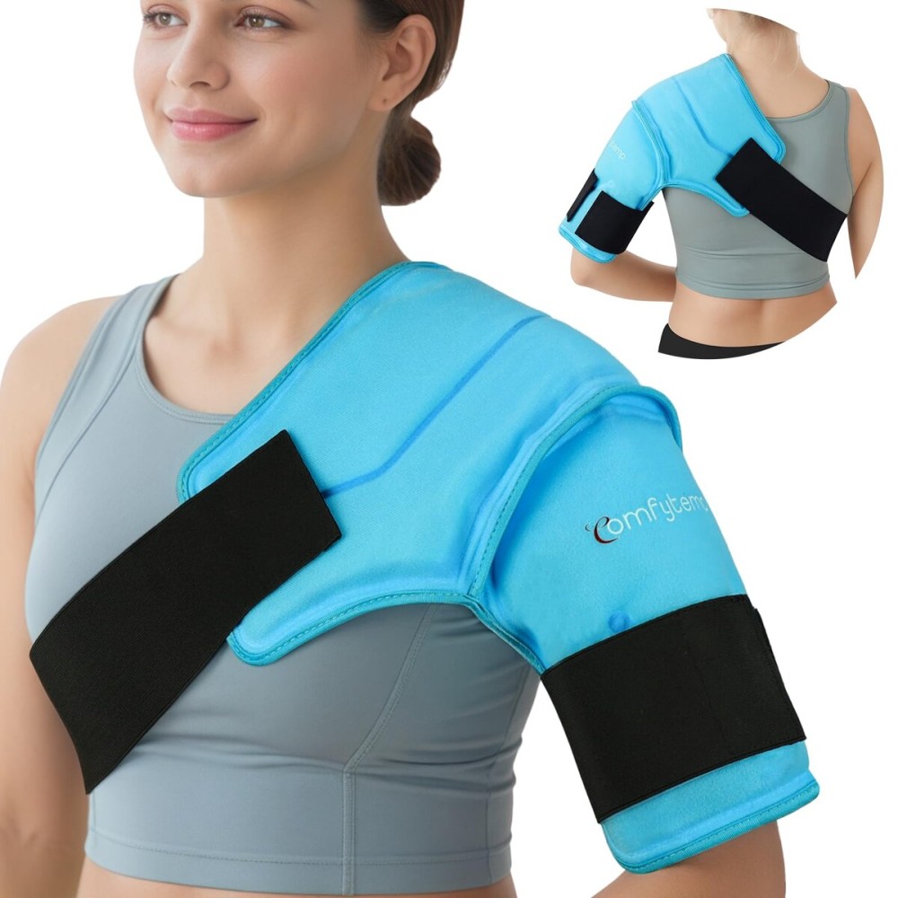 Comfytemp FSA Wearables Shoulder Ice Pack Wrap for Injuries Reusable Gel, Physical Rotator Cuff Cold Therapy Arm Shoulder Sleeve for Pain Relief, Fracture, Arthritis, Surgery, Recovery, HSA Item (S/M)