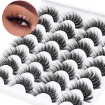 Losha Lashes 14 Pairs Fluffy False Lashes Soft Handmade Fake Eyelashes Vegan Cat Eye Lashes that Like Lash Extensions (P01)