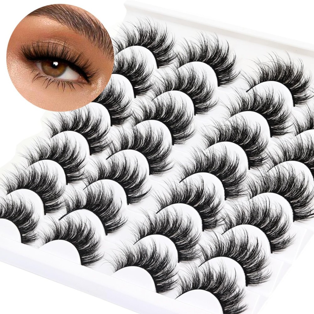 Losha Lashes Fluffy False Lashes 14 Pairs 5D Full Fake Eyelashes Vegan Handmade Faux Mink Lashes Pack (815-Z)