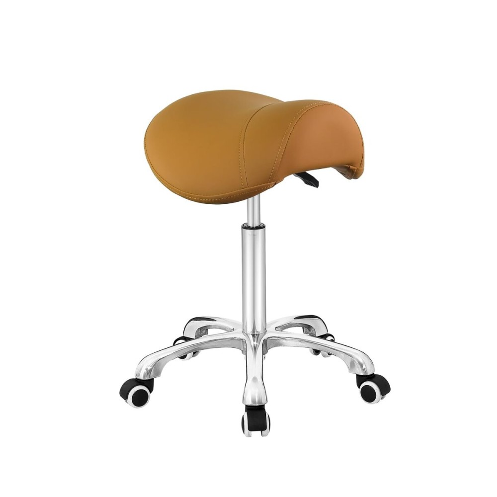Antlu Saddle Stool Rolling Chair for Medical Massage Salon Kitchen Spa Drafting,Adjustable Hydraulic Stool with Wheels (Without Backrest, Camel)