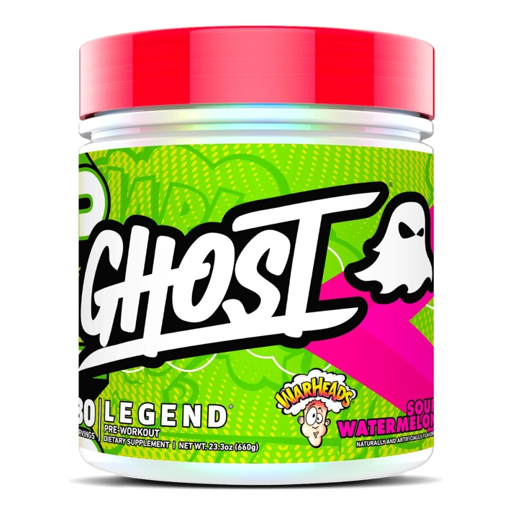 GHOST Legend Pre-Workout Powder, Warheads Sour Watermelon - 30 Servings - Pre-Workout for Men & Women with Choline, L-Citrulline, & Beta Alanine for Energy & Focus