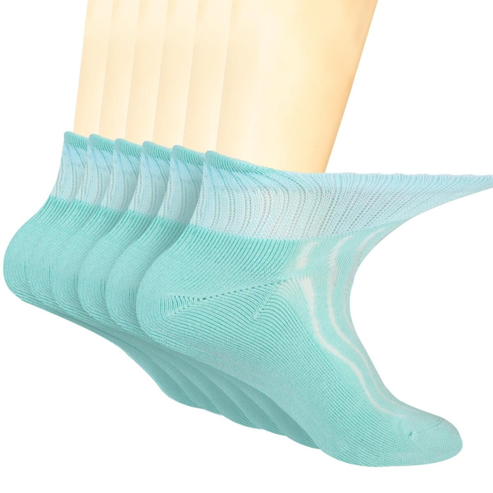 +MD Diabetic Socks for Men Women-6 Pairs Ankle Non-Binding Extra Wide, Circulator Socks for Edema 10-13 6/Green