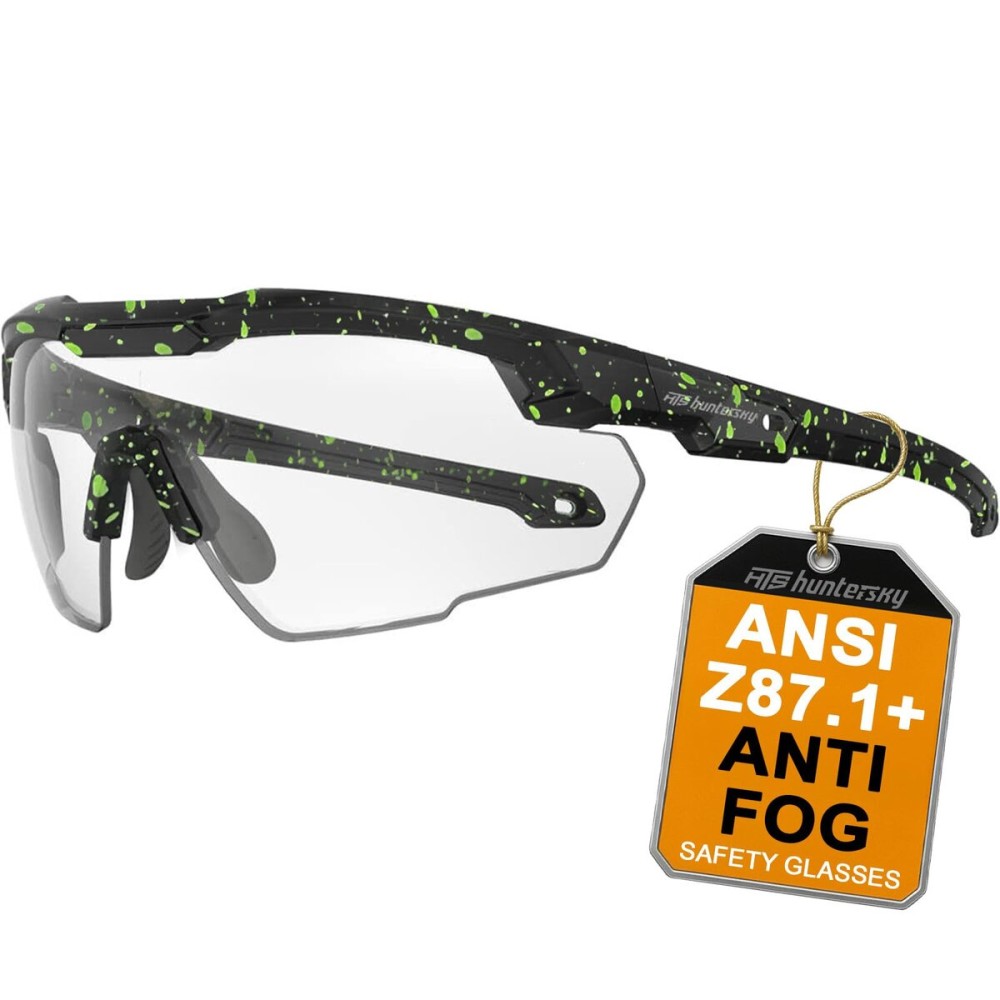 HTS HUNTERSKY S57 Clear Lens Ballistic Tactical Shooting Glasses ANSI Z87+ UV400 Anti-Fog Eyewear for Airsoft Range Security and Outdoor Sports, for Men and Women