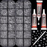 11000Pcs Transparent Clear 2/3/4/5mm Flatback Rhinestones with Glue for Bedazzling Crafting Clothing Clothes Crafts Shoes Nail Art, Resin Flat Back Gems Crystals Diamonds Gemstones Jewels Stones Kit