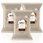 Yes To Face Wipes for Women and Men, Super Skin Recharging Facial Cleansing Wipes for use as a Make Up Remover, Cleaning, Soothing, Coconut (Pack of 3)