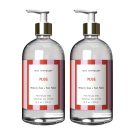 Muse Apothecary Hand Ritual - Aromatic and Nourishing Hand Soap, Infused with Natural Aromatherapy Essential Oils - Great Valentine\'s Day Gift - 16 oz, Mandarin Ros + Pink Pomelo, 2 Pack