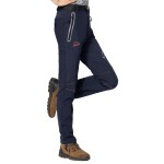 Rdruko Women\'s Hiking Ski Snow Pants Waterproof Insulated Fleece Outdoor Winter Pants(Full Navy Blue, US L)