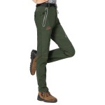 Rdruko Women\'s Hiking Ski Snow Pants Waterproof Insulated Fleece Outdoor Winter Pants(Full Army Green, US L)