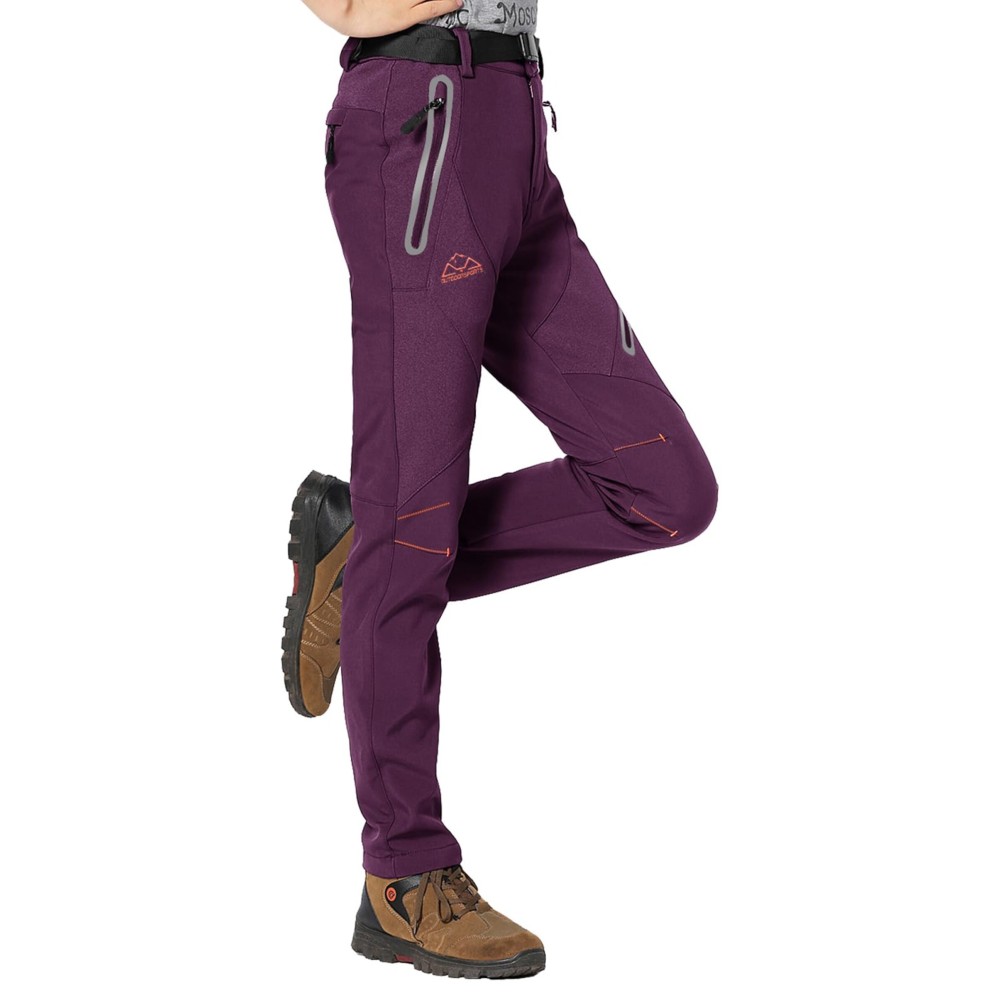 Rdruko Women\'s Hiking Ski Snow Pants Waterproof Insulated Fleece Outdoor Winter Pants(Full Purple, US XL)