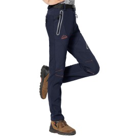 Rdruko Women\'s Hiking Ski Snow Pants Waterproof Insulated Fleece Outdoor Winter Pants(Full Navy Blue, US XL)