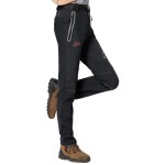 Rdruko Women\'s Hiking Ski Snow Pants Waterproof Insulated Fleece Outdoor Winter Pants(Full Black, US S)