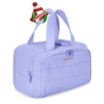 BAGSMART Travel Toiletry Bag, Crush Toiletry Bag for Women, Wide-open Puffy Toiletry Bags for Traveling, Large Travel Cosmetic Makeup Bag Organizer for Accessories,Toiletrie, Purple