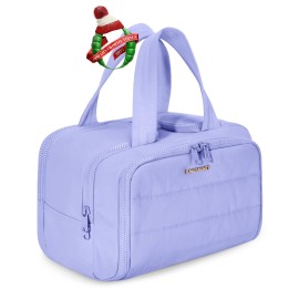 BAGSMART Travel Toiletry Bag, Crush Toiletry Bag for Women, Wide-open Puffy Toiletry Bags for Traveling, Large Travel Cosmetic Makeup Bag Organizer for Accessories,Toiletrie, Purple