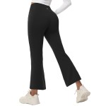 baleaf Women\'s 27 Fleece Lined Pants Water Resistant Crossover Flare Leggings Bootcut Hiking Thermal Winter Outdoor Black L