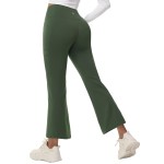 baleaf Women\'s 27 Fleece Lined Pants Water Resistant Crossover Flare Leggings Bootcut Hiking Thermal Winter Outdoor Dark Army Green M