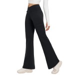 baleaf Women\'s 27 Fleece Lined Pants Water Resistant Crossover Flare Leggings Bootcut Hiking Thermal Winter Outdoor Navy L