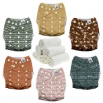 Mama Koala 3.0 Pocket Cloth Diapers for Babies with AWJ Lining, 6 Pack with 6 4-Layer Natural Cloth Diaper Inserts - Reusable and Washable Pocket Diapers (Hope in The Desert)