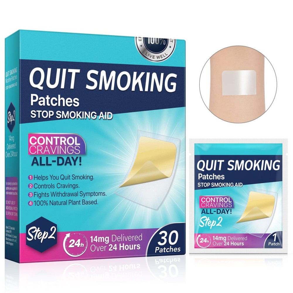 Step 2 Quit Smoking Patches, 14mg Stop Smoking Aids Patches, 30 Count Quit Smoking Stickers That Work with 2 Weeks, Helping Quit Patch, Easy & Effective Anti-Stickers