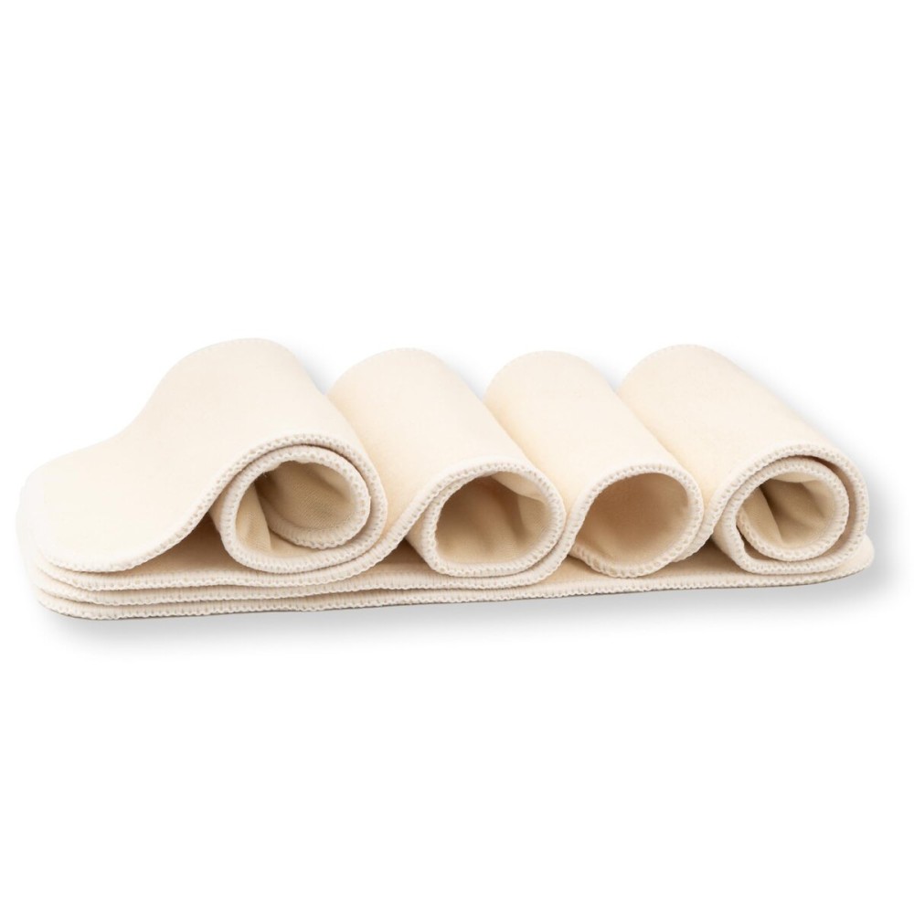 Nora\'s Nursery Hemp Inserts for Cloth Diapers - 4-Layer Super Absorbent, Washable & Reusable Diaper Liners with Snap - 13 x 15 - Perfect Fit for All Cloth Diaper Sizes - 5 Pack