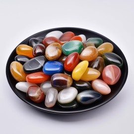 SigMntun Colorful Agate Healing Crystal Stone Set - 24 Pieces, 0.6 Natural & Polished Stones for Healing, Meditation, Reiki, Chakra, Crafting & Decoration