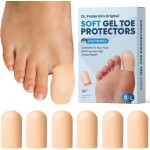 Dr. Frederick\'s Original Soft Gel Toe Protectors for Men & Women - 6 ct - Toe Caps for Foot Pain Relief - Sleeves for Ingrown Toenails, Corns, Calluses, and Blisters - Large - Beige