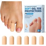 Dr. Frederick\'s Original Soft Gel Toe Protectors for Men & Women - 6 ct - Toe Caps for Foot Pain Relief - Sleeves for Ingrown Toenails, Corns, Calluses, and Blisters - Small - Beige