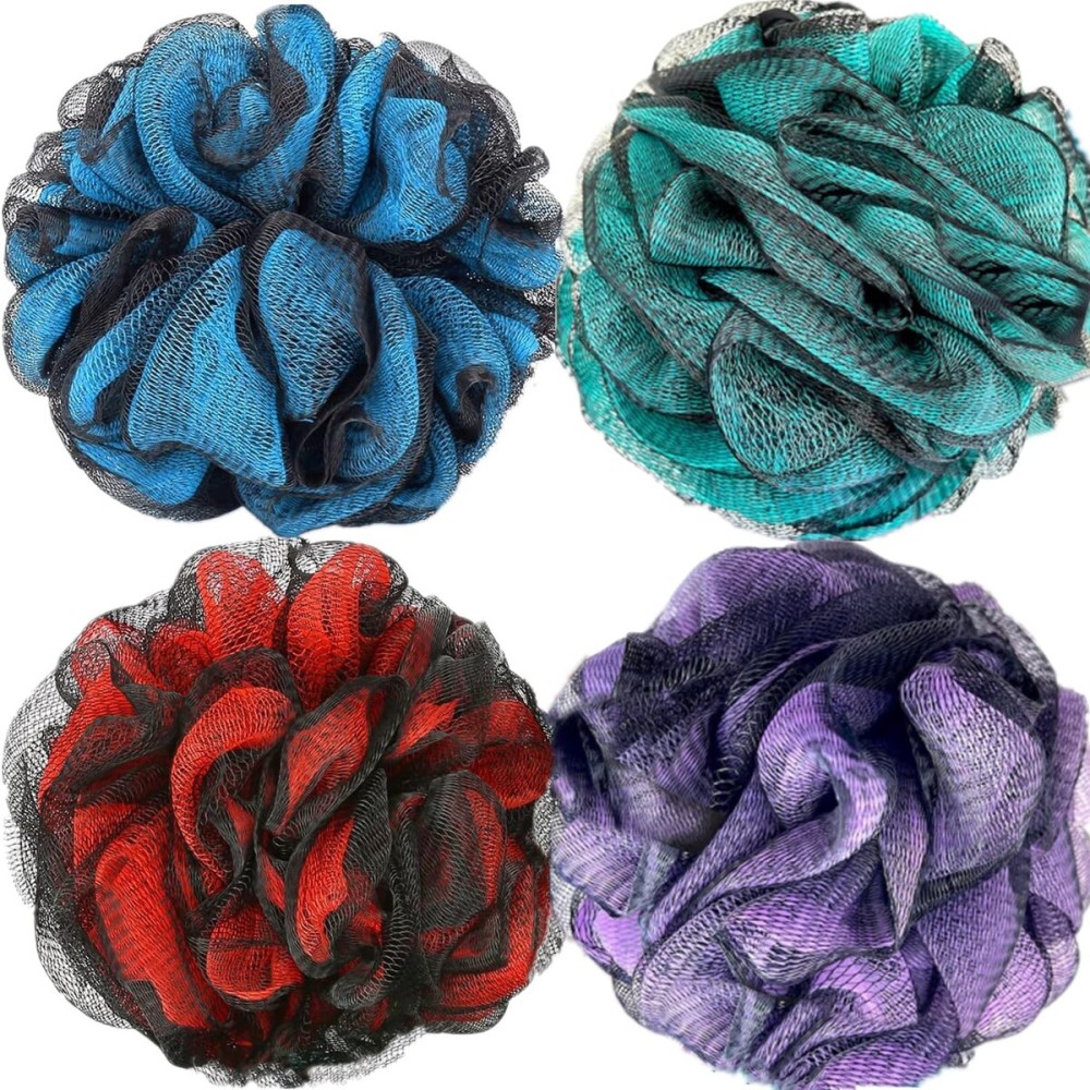 Fu Store Loofah Sponge Shower Loofahs 60g Bath Sponges Mesh Balls 4 Colors Body Scrubber Exfoliator Back Scrubber Bathroom Men Women Scrubbers Cleaning Bathing Accessories