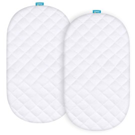 Bassinet Mattress Pad Cover Compatible with Chicco LullaGlide 3-in-1 Stationary Baby Bassinet, 2 Pack, Waterproof Quilted Ultra Soft Surface, Breathable and Easy Care