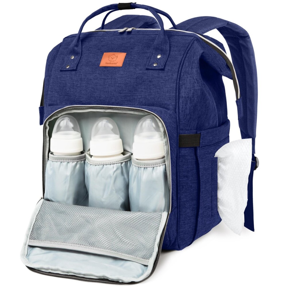 KeaBabies Baby Diaper Bag Backpack - Large Baby Bag for Boys, Girls, Waterproof Multi Function Travel Diaper Backpack with Changing Pad, Durable Travel Essentials for Moms and Dads (Marine Blue)