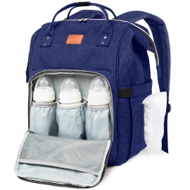 KeaBabies Baby Diaper Bag Backpack - Large Baby Bag for Boys, Girls, Waterproof Multi Function Travel Diaper Backpack with Changing Pad, Durable Travel Essentials for Moms and Dads (Marine Blue)