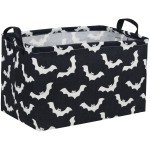 Essme Rectangular Kids Basket,Bat Storage Basket with Handles for Room Decor, Halloween Baskets,Cute Storage BinBat