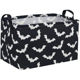 Essme Rectangular Kids Basket,Bat Storage Basket with Handles for Room Decor, Halloween Baskets,Cute Storage BinBat