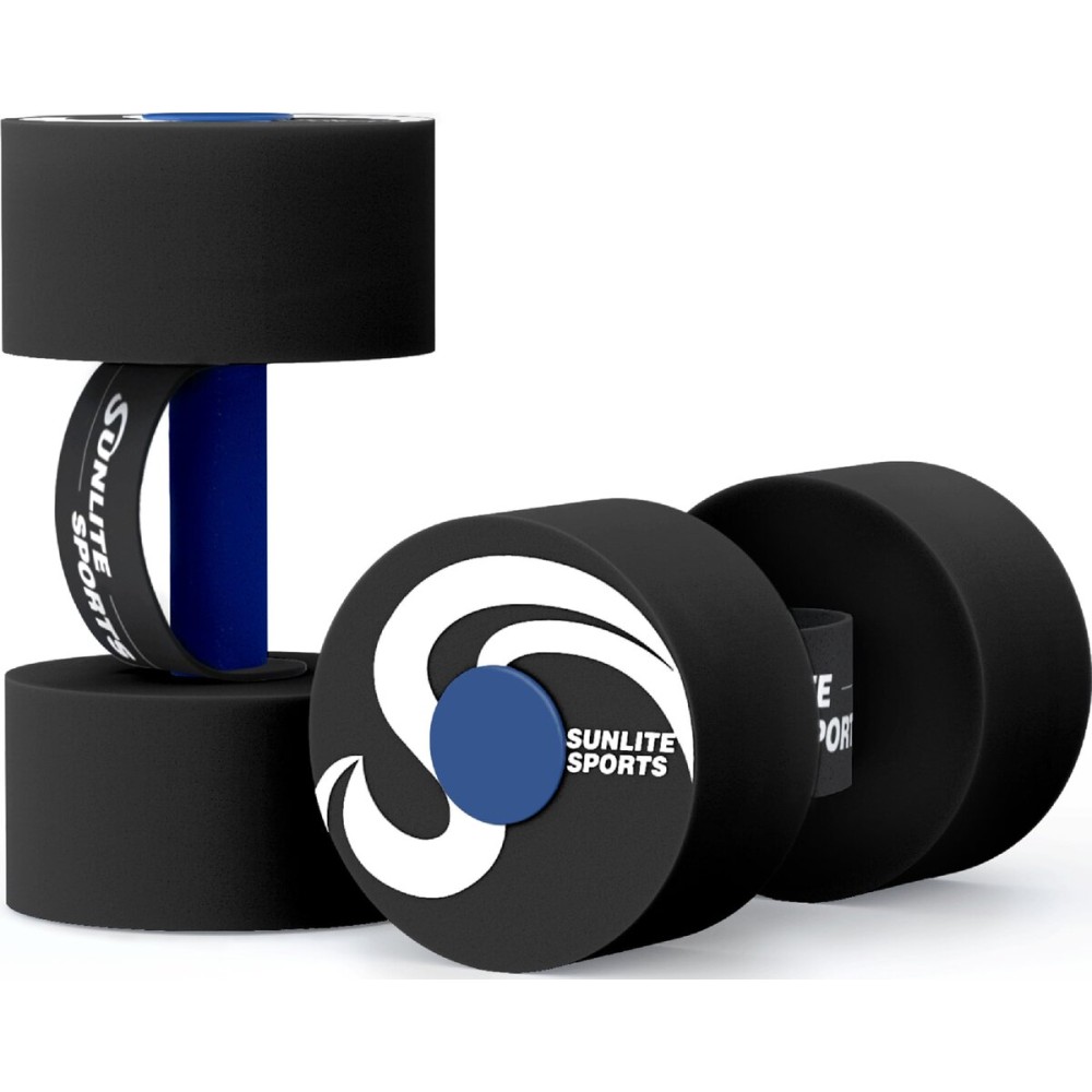 Sunlite Sports Water Weights Pool Exercise Dumbbells, Water Aerobic Equipment, High-Density EVA-Foam Dumbbell with Handle Strip, Aqua Therapy, Pool Fitness Exercise Set of 2