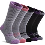 DYW Womens Merino Wool Hiking Socks Thermal Warm Winter Boot Crew Cushion Work Walking Gift Socks 5 Pairs 5 Pairs Color Mix C,Large