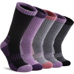 DYW Womens Merino Wool Hiking Socks Thermal Warm Winter Boot Crew Socks Cushion Work Walking Gift Socks 5 Pairs 5 Pairs Color Mix B,Large