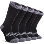 DYW Womens Merino Wool Hiking Socks Thermal Warm Winter Boot Crew Cushion Work Walking Gift Socks 5 Pairs 5 Pairs Black B,Large