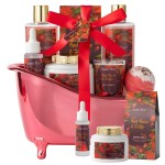 Christmas Gifts for Women, spa kit Gifts for Her Mother\'s Day Bath Spa Gift Set Red Rose & Tulip Spa Basket Kits for Women, Contains Body Oil, Body Lotion, Salt, self care baskets Mother\'s Day Gift