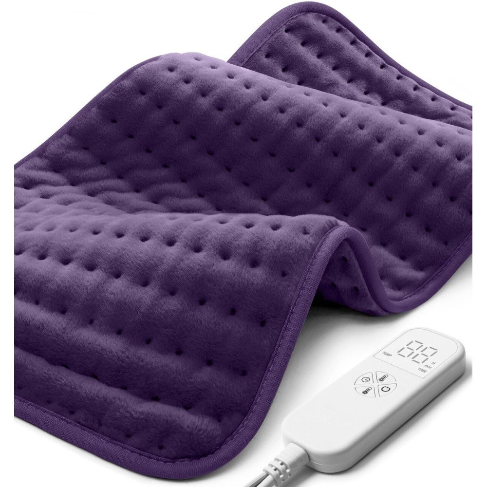 MIKRALE Electric Heating Pad for Back, Neck & Cramps Relief - Moist & Dry Heat Therapy - 6 Heat Settings, 4 Timer Options, Auto Shut-Off, Machine Washable, Ideal Christmas Gift for Men & Women,12x24