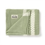 mimixiong Coton Baby Blanket Knitted Receiving Baby Blankets for Newborns Boy Girl Sage Green 40x30 Inch