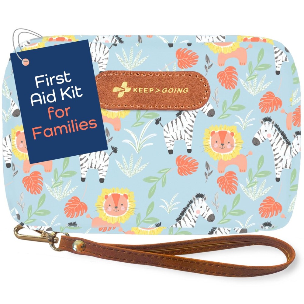 KeepGoing Travel First Aid Kit for Kids - 130 Pc. for Car, Home, Purse, Diaper Bag & Backpack with Latex-Free Bandages - Mini First Aid Kit Travel Size TSA-Approved