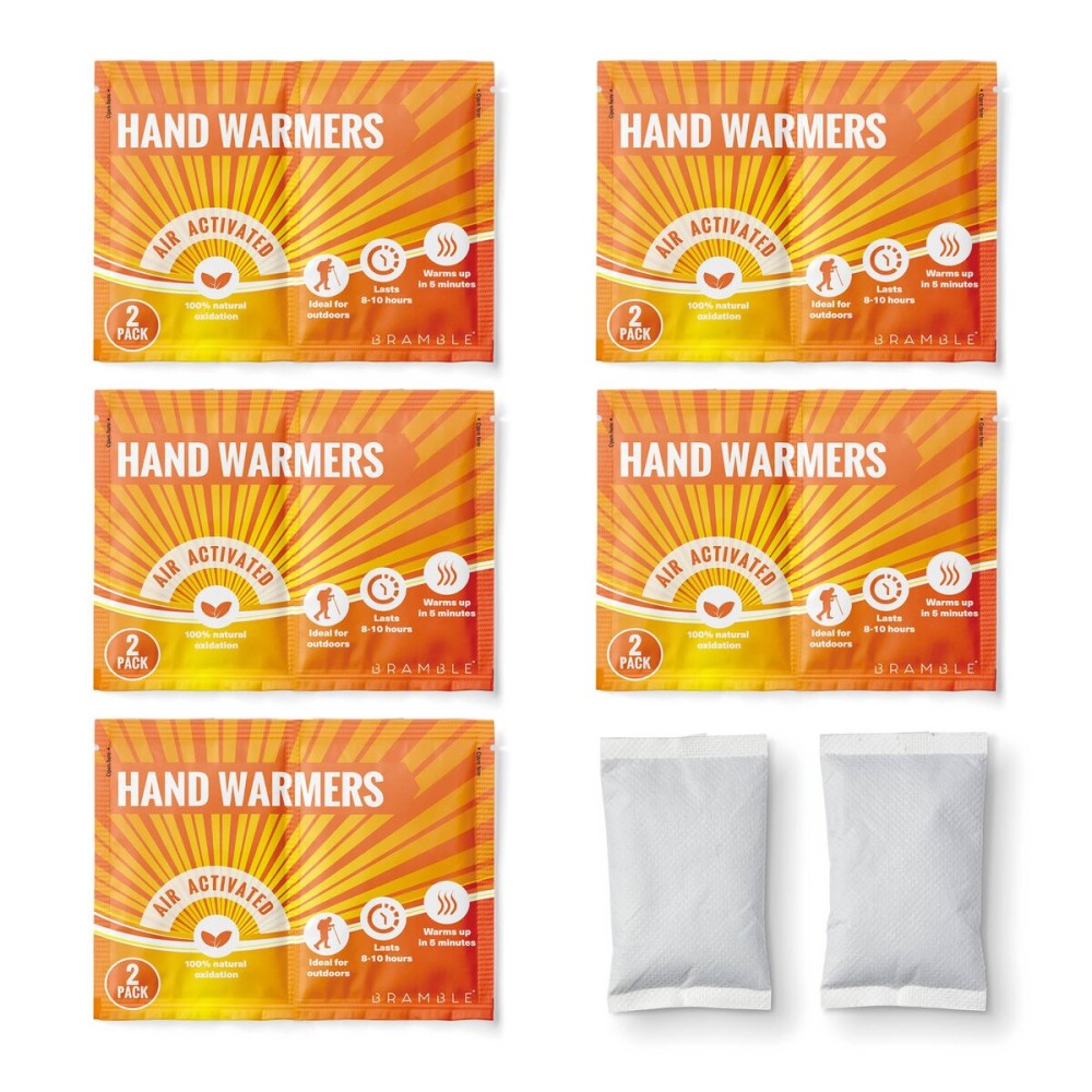 Bramble Hand Warmers Disposable Value Pack 10 Count (5 Pack with 2 Warmers per Pack) Pocket Warmers for Hiking, Outdoor Activities, Skiing - up to 10 Hours of Heat