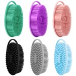 Soft Silicone Body Scrubber 6 PCS Silicone Body Shower, Silicone Loofah 2 in 4 Bath and Shampoo Brush, Body Scrubber Shower Cleaning Exfoliating Use for Sensitive Skin, Lather Well