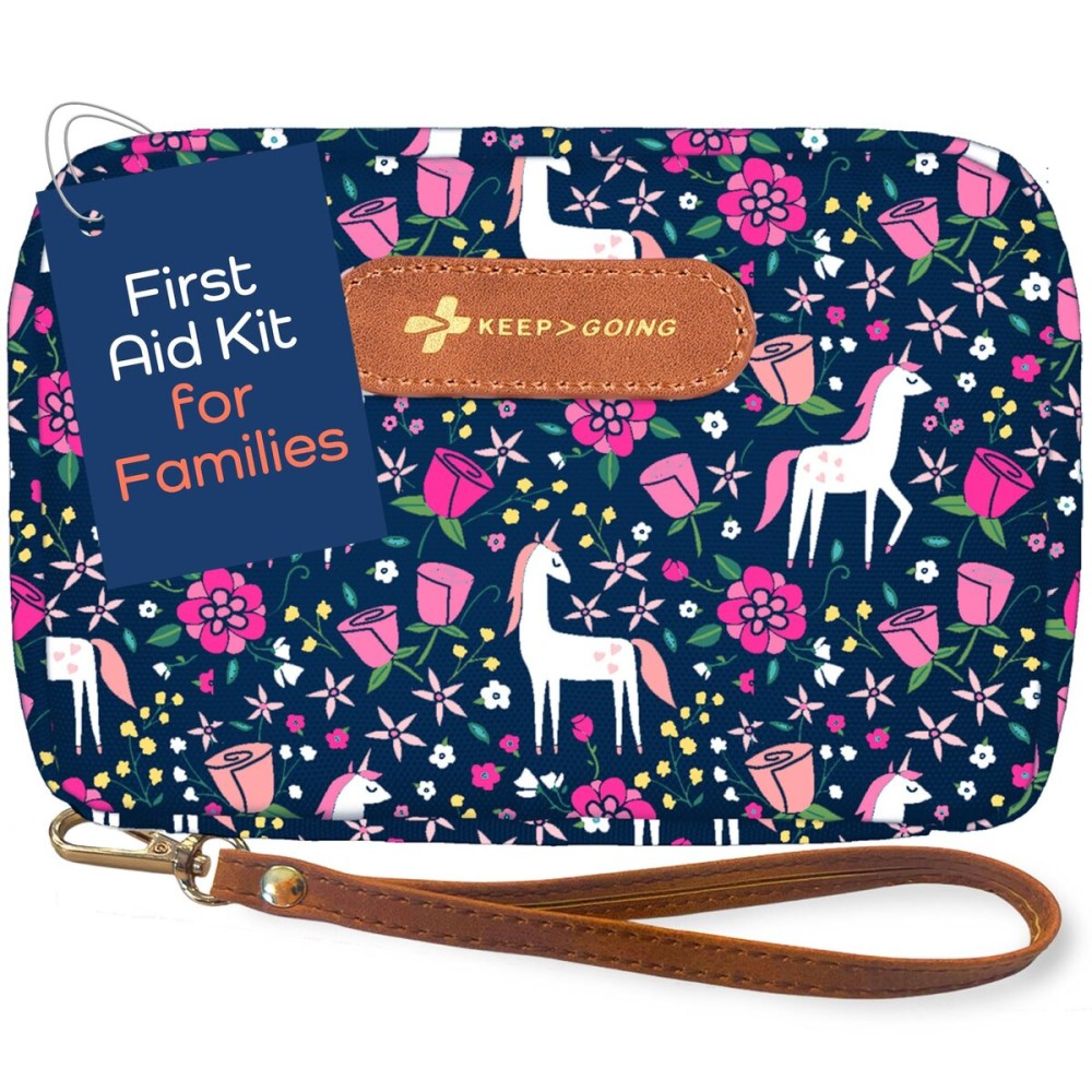 KeepGoing Travel First Aid Kit for Kids - 130 Pc. for Car, Home, Purse, Diaper Bag & Backpack with Latex-Free Bandages - Mini First Aid Kit Travel Size TSA-Approved