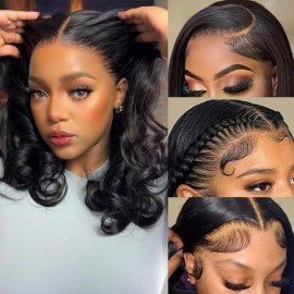 Srakuw Bob Wig Human Hair 13x4 Lace Front Wigs180 Density Body Wave Brazilian Human Hair Wigs for Black Women HD Lace Frontal Wig (14 Inch)