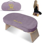 MONK & LLAMA Meditation Bench - Kneeling Bamboo Bench with Foldable Legs & Cushion - Kneeling Stool Ergonomic Bamboo Yoga Bench for Extended Practic